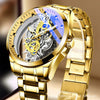 Wholesale Doublesided Hollowout Fullautomatic Men's Watch Alloy Stainless Steel Mineral Strengthened Glass Mirror Round Business Style Waterproof Luminous
