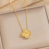 Wholesale Doublesided Laser Electroplated Titanium Steel Necklace With Fourleaf Clover Heart Water Drop Bell Patterns Unisex Light Luxury Geometric Jewelry