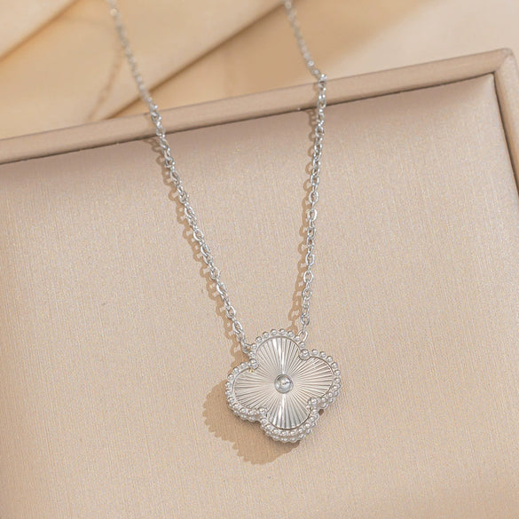 Wholesale Doublesided Laser Electroplated Titanium Steel Necklace With Fourleaf Clover Heart Water Drop Bell Patterns Unisex Light Luxury Geometric Jewelry