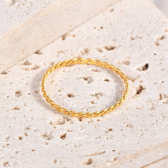 Wholesale Doublestrand Twist Braided Bracelet Titanium Steel Geometric 18K Gold Plated