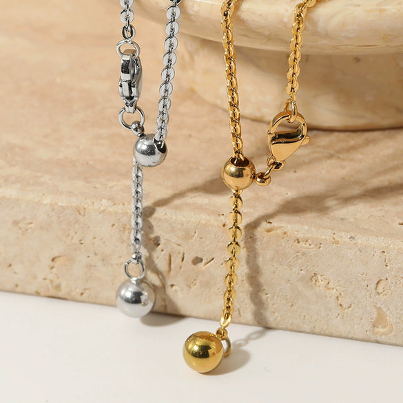 Wholesale Drawable Simple Round Ball Bracelet For Women Stainless Steel Geometric Vacuum Electroplated Heavy Industry Light Luxury Cold Style Minimalist Bracelet