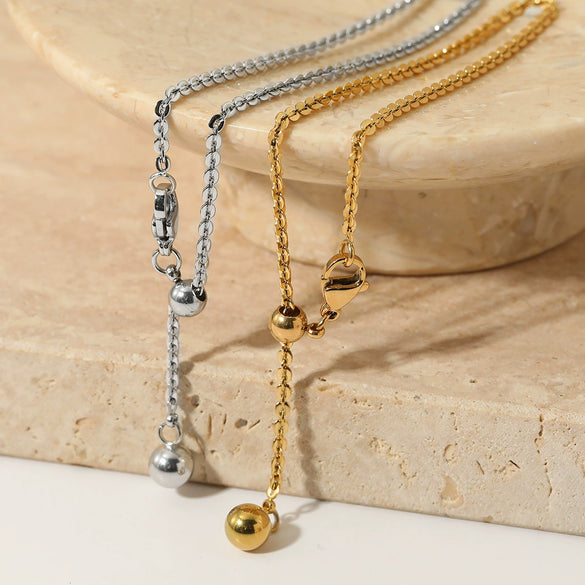 Wholesale Drawable Simple Round Ball Bracelet For Women Stainless Steel Geometric Vacuum Electroplated Heavy Industry Light Luxury Cold Style Minimalist Bracelet