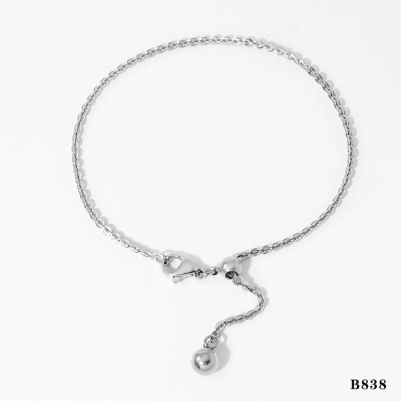 Wholesale Drawable Simple Round Ball Bracelet For Women Stainless Steel Geometric Vacuum Electroplated Heavy Industry Light Luxury Cold Style Minimalist Bracelet