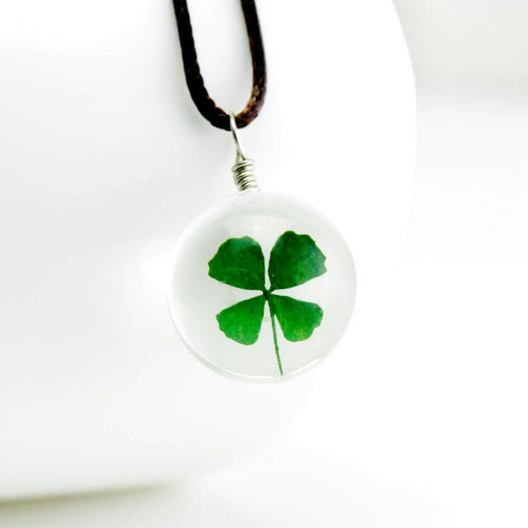 Wholesale Dried Flower Necklace Pendant With Geometric Pattern Glass And Colored Glaze In Plants And Flowers Style