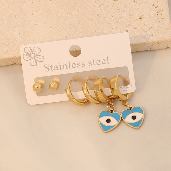 Wholesale Drop Oil Heart Shaped Stainless Steel Earrings For Women