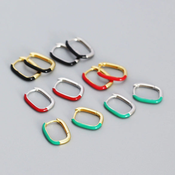 Wholesale Drop Oil Ushaped Geometric Style S925 Silver Earrings For Women