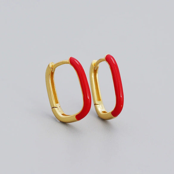 Wholesale Drop Oil Ushaped Geometric Style S925 Silver Earrings For Women