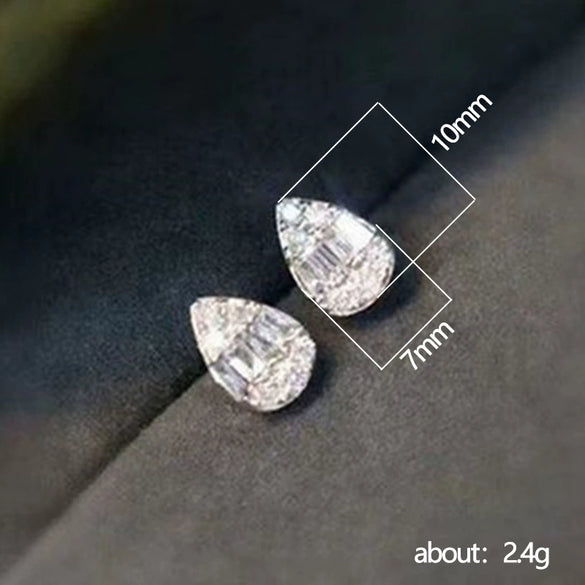 Wholesale Drop Shape Copper White Gold Plated Women's Diamond Zircon Earrings