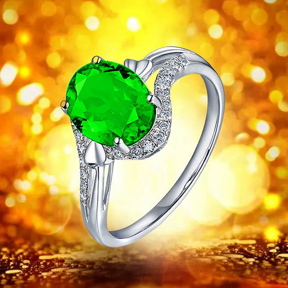 Wholesale Drop Shape Imitation Natural Tanzanite Green Diamond Sapphire Red Diamond Open Ring With Electroplating Design