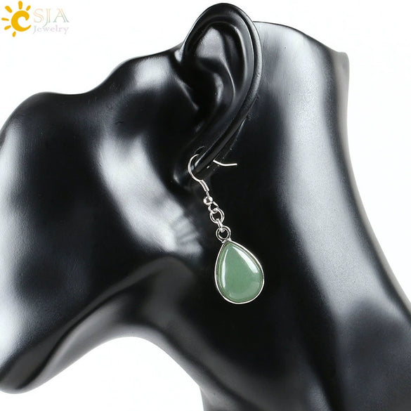 Wholesale Drop Shape Natural Semiprecious Stone And Copper Women's Earrings Minimalist Style