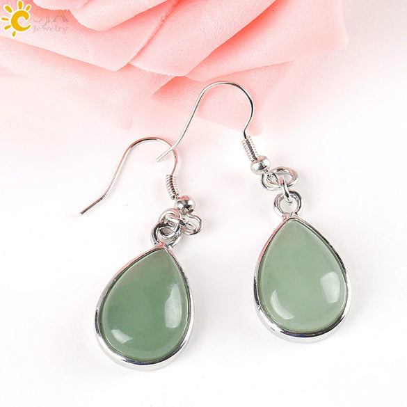 Wholesale Drop Shape Natural Semiprecious Stone And Copper Women's Earrings Minimalist Style