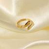 Wholesale Drop Shape Opening Ring Titanium Steel 18K Gold Plated Electroplated Simple Cold Wind Smooth Snake Ring Unisex