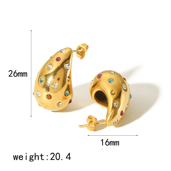 Wholesale Drop Shape Stainless Steel Earrings Electroplated For Women Natural Style