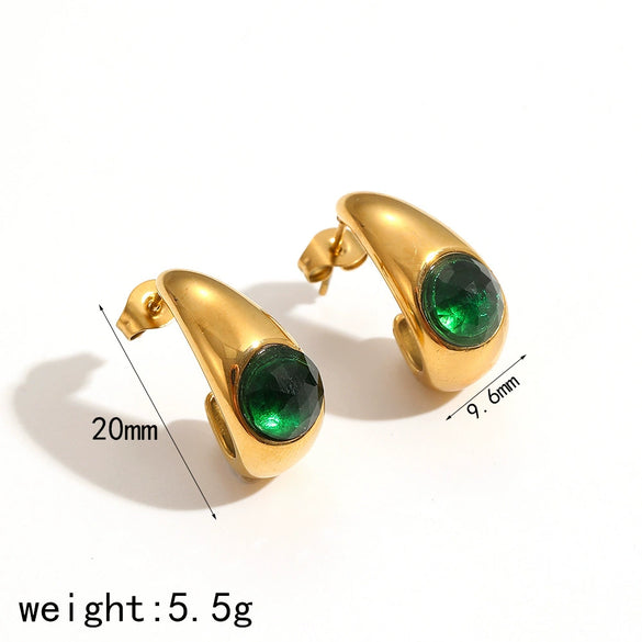 Wholesale Drop Shape Stainless Steel Earrings Electroplated For Women Natural Style