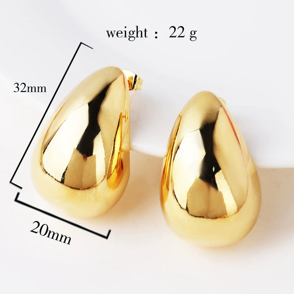 Wholesale Drop Shaped Hollow Fashion Natural Low Allergy Copper Electroplated Real Gold Earrings For Women