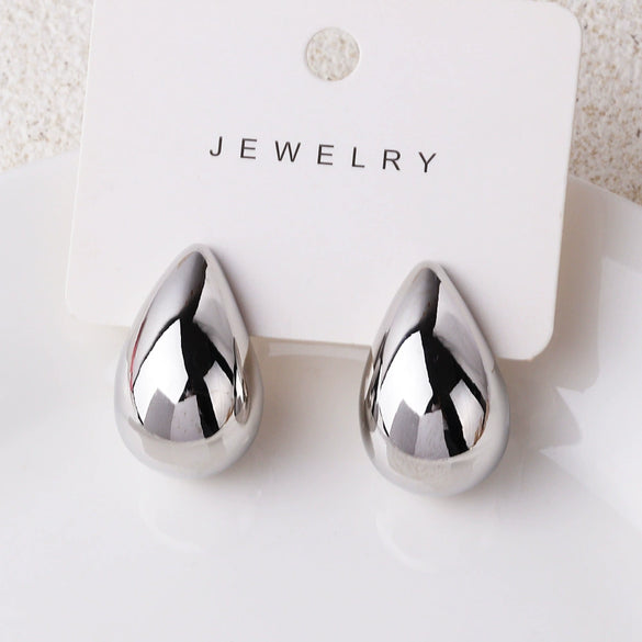 Wholesale Drop Shaped Hollow Fashion Natural Low Allergy Copper Electroplated Real Gold Earrings For Women