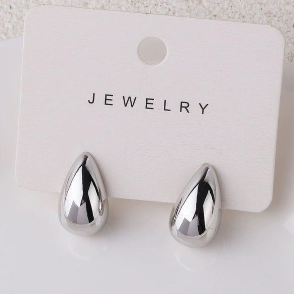 Wholesale Drop Shaped Hollow Fashion Natural Low Allergy Copper Electroplated Real Gold Earrings For Women