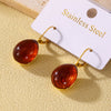 Wholesale Drop Shaped Resin And Stainless Steel Earrings With 18K Real Gold Plated Electroplating For Women
