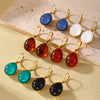 Wholesale Drop Shaped Resin And Stainless Steel Earrings With 18K Real Gold Plated Electroplating For Women