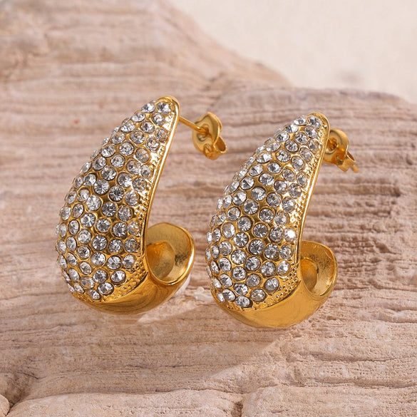 Wholesale Drop Shaped Titanium Steel Earrings With 18K Gold Plated Electroplating For Women Stylish And Personalized