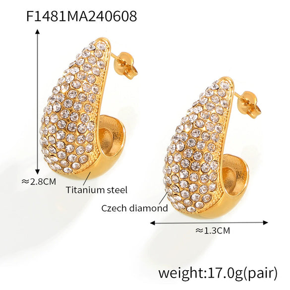 Wholesale Drop Shaped Titanium Steel Earrings With 18K Gold Plated Electroplating For Women Stylish And Personalized