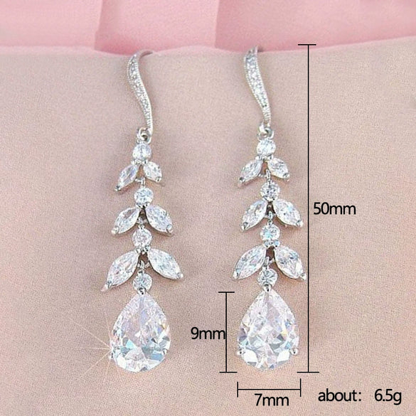 Wholesale Dropshaped Copper Zircon Tassel Women's Earrings