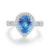 Wholesale Dropshaped Crystal Sapphire Ring Silver 925 Silver Diamond For Women