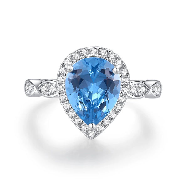 Wholesale Dropshaped Crystal Sapphire Ring Silver 925 Silver Diamond For Women