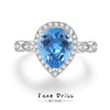 Wholesale Dropshaped Crystal Sapphire Ring Silver 925 Silver Diamond For Women