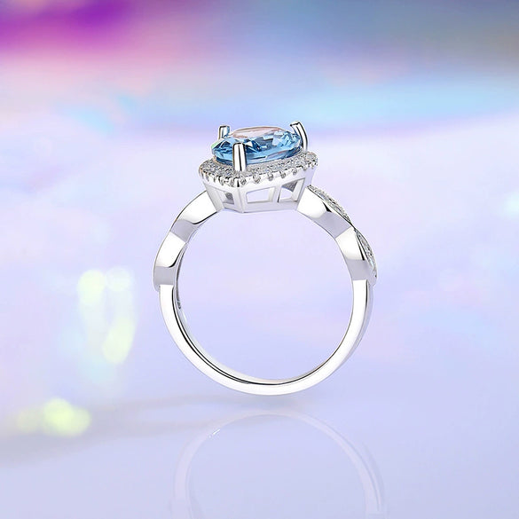 Wholesale Dropshaped Crystal Sapphire Ring Silver 925 Silver Diamond For Women