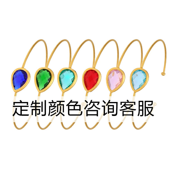 Wholesale Dropshaped Czech Glass Open Bracelet Stainless Steel 18K Gold Plated Geometric Jewelry