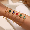 Wholesale Dropshaped Czech Glass Open Bracelet Stainless Steel 18K Gold Plated Geometric Jewelry