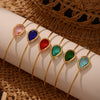 Wholesale Dropshaped Czech Glass Open Bracelet Stainless Steel 18K Gold Plated Geometric Jewelry