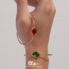 Wholesale Dropshaped Czech Glass Open Bracelet Stainless Steel 18K Gold Plated Geometric Jewelry