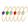 Wholesale Dropshaped Czech Glass Stone Open Bracelet 316L Stainless Steel 18K Gold Plated Geometric Design Luxury Bracelet