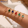 Wholesale Dropshaped Czech Glass Stone Open Bracelet 316L Stainless Steel 18K Gold Plated Geometric Design Luxury Bracelet