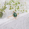 Wholesale Dropshaped 925 Silver 14K Gold Plated Water Grass Agate Ring Set With Precious Stones For Women French Retro Style
