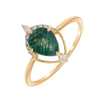 Wholesale Dropshaped 925 Silver 14K Gold Plated Water Grass Agate Ring Set With Precious Stones For Women French Retro Style
