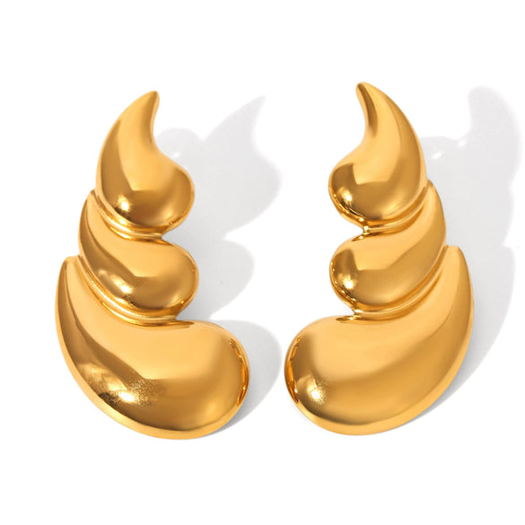 Wholesale Dropshaped Stainless Steel Geometric Ins Style Electroplated Earrings For Women