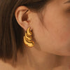 Wholesale Dropshaped Stainless Steel Geometric Ins Style Electroplated Earrings For Women