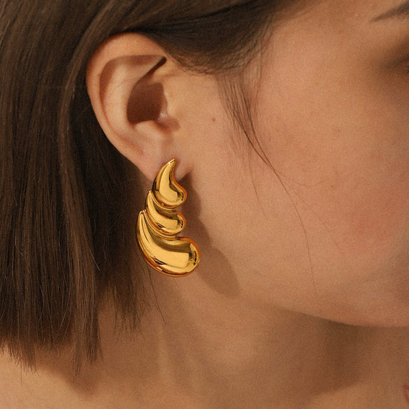 Wholesale Dropshaped Stainless Steel Geometric Ins Style Electroplated Earrings For Women