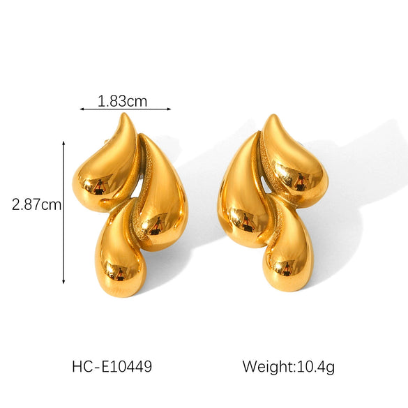 Wholesale Dropshaped Stainless Steel Geometric Ins Style Electroplated Earrings For Women