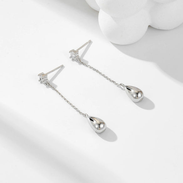 Wholesale Dropshaped Tassel Sterling Silver Earrings For Women In Simple Cold Style