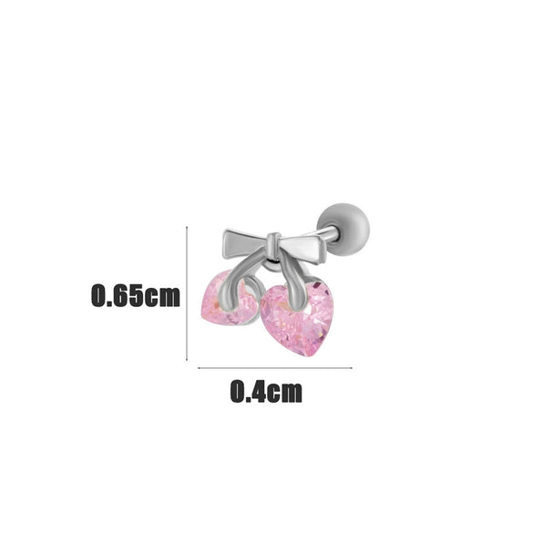 Wholesale Ear Bone Nail Copper Inlaid Zircon Stainless Steel Heart Pattern Electroplated For Women Girly Princess Style