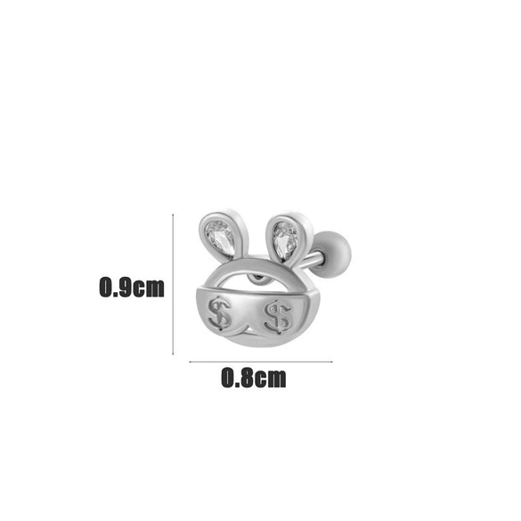 Wholesale Ear Bone Nail Copper Inlaid Zircon Stainless Steel Heart Pattern Electroplated For Women Girly Princess Style