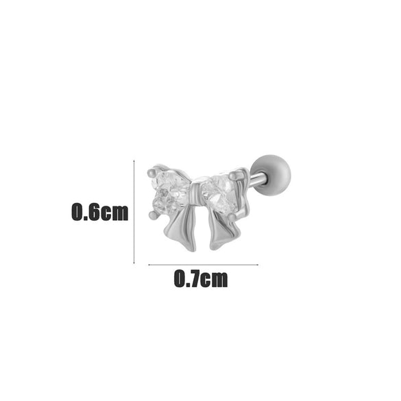 Wholesale Ear Bone Nail Copper Inlaid Zircon Stainless Steel Heart Pattern Electroplated For Women Girly Princess Style