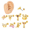 Wholesale Ear Bone Nail Copper Inlaid Zircon Stainless Steel Heart Pattern Electroplated For Women Girly Princess Style