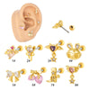 Wholesale Ear Bone Nail Copper Inlaid Zircon Stainless Steel Heart Pattern Electroplated For Women Girly Princess Style