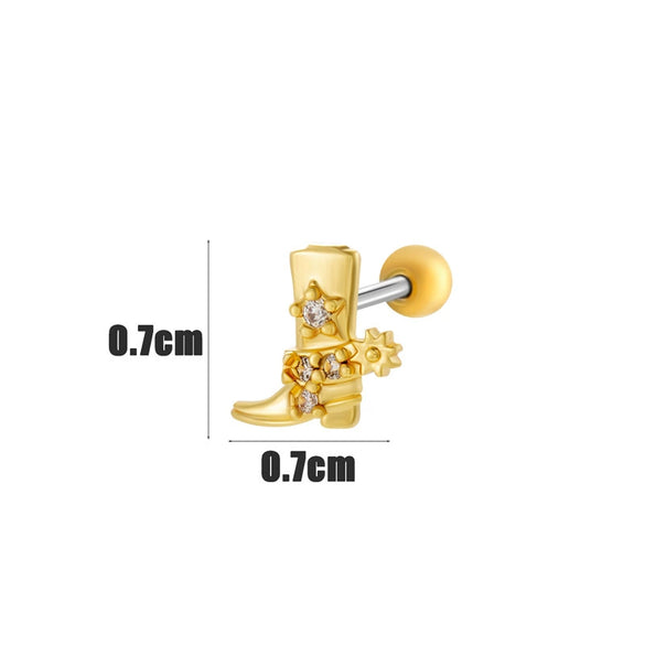 Wholesale Ear Bone Nail Copper Inlaid Zircon Stainless Steel Heart Pattern Electroplated For Women Girly Princess Style