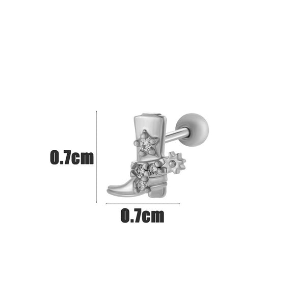 Wholesale Ear Bone Nail Copper Inlaid Zircon Stainless Steel Heart Pattern Electroplated For Women Girly Princess Style